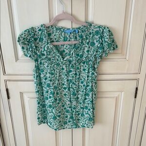 Draper James Floral Green Top